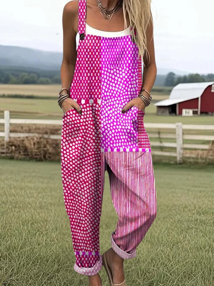 Cliementine | Polka Dot Stripes Print Jumpsuit