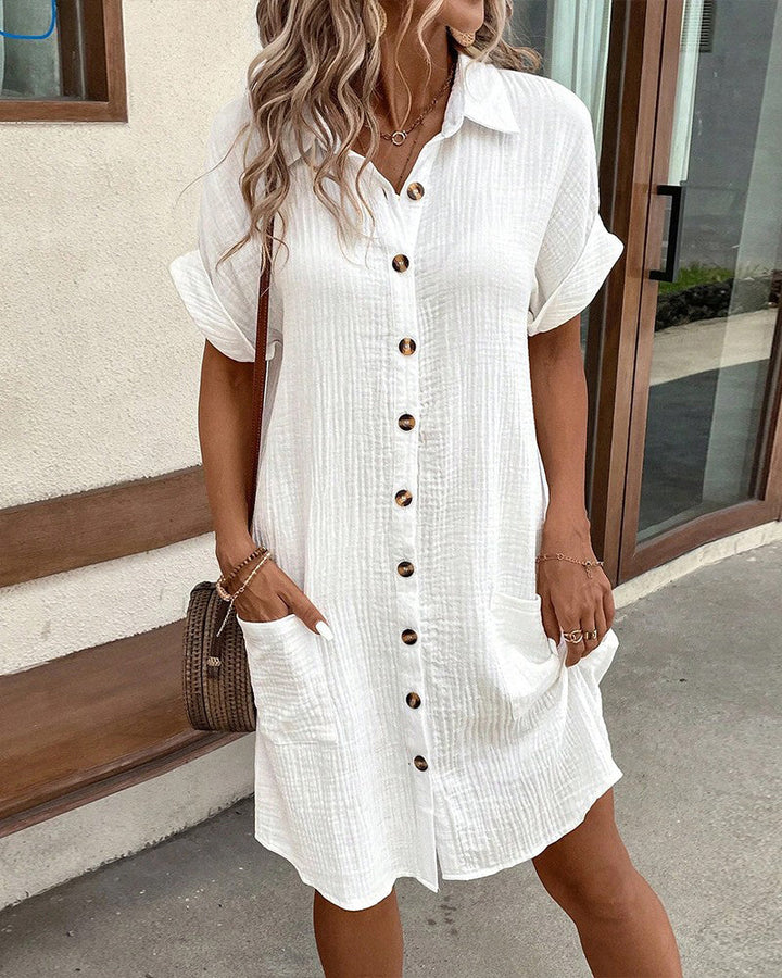 Hailey | Cotton Linen Shirt Dress